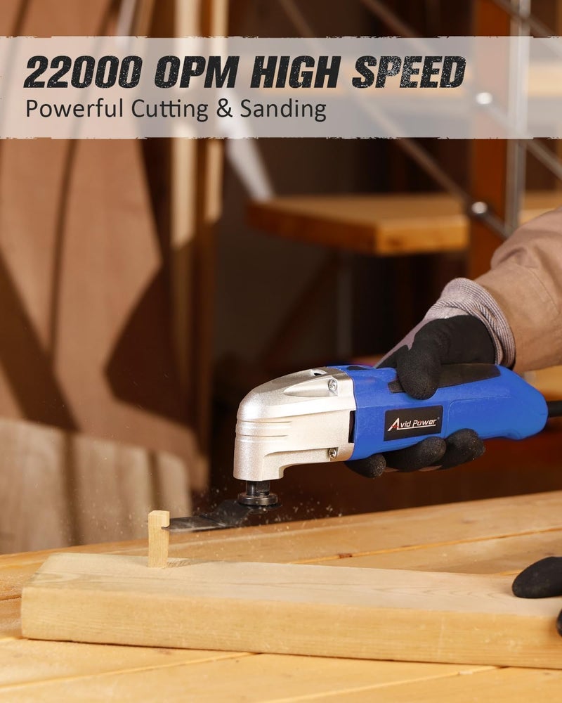 AVID POWER Oscillating Tool, 22000 OPM Electric Oscillating Multi Tool with 3°Oscillation Angle, Cutting, Sanding, Grinding, Scraping, 11 Accessories & Universal Interface-Blue - Image 2